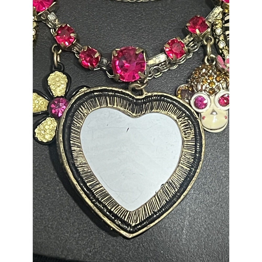Betsey Johnson Safari Animal Charm Statement Necklace Zebra Heart - Picture 12 of 16